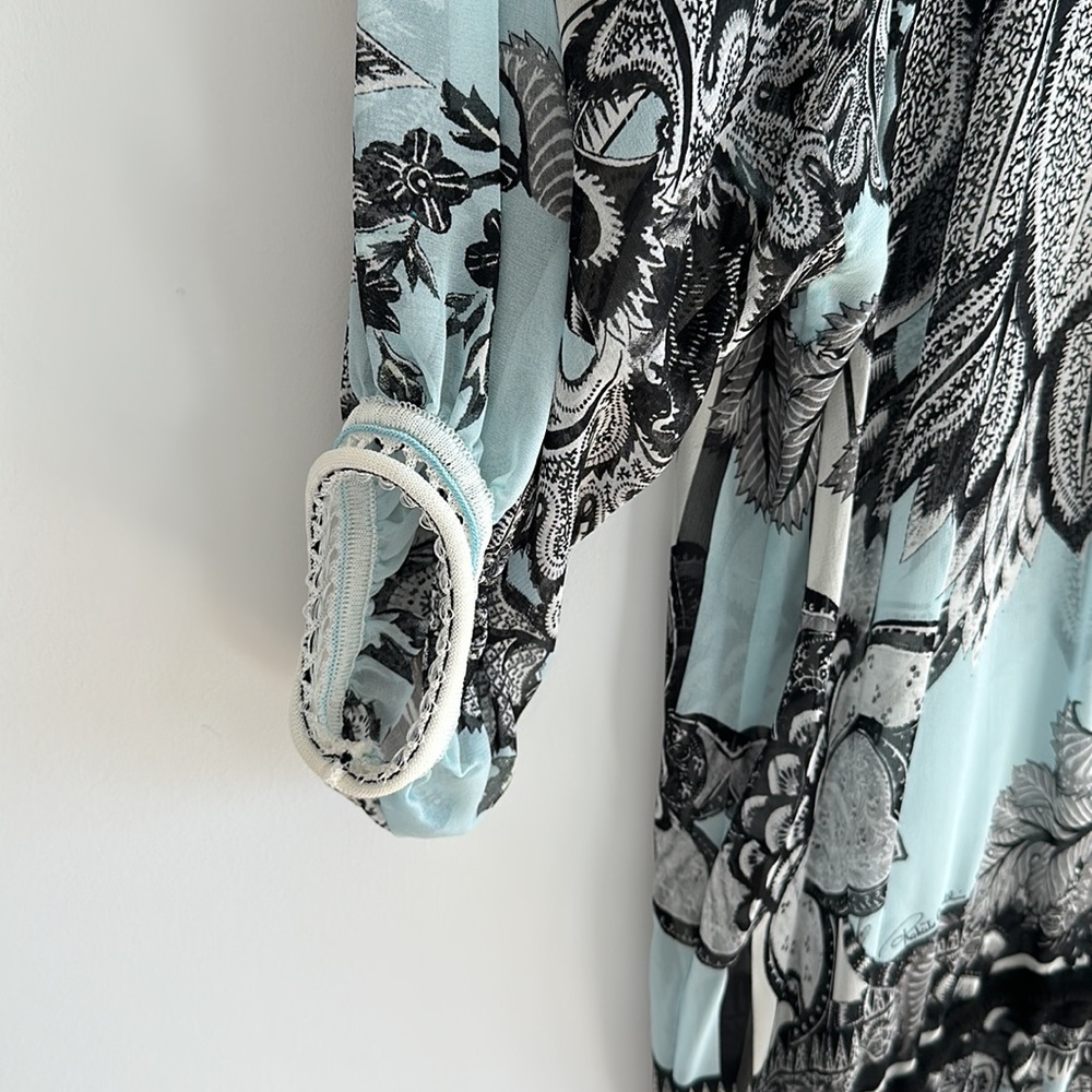 Roberto Cavalli Silk Sheer Tunic Blouse with Knitted Details Size 42 - Picture 11 of 13